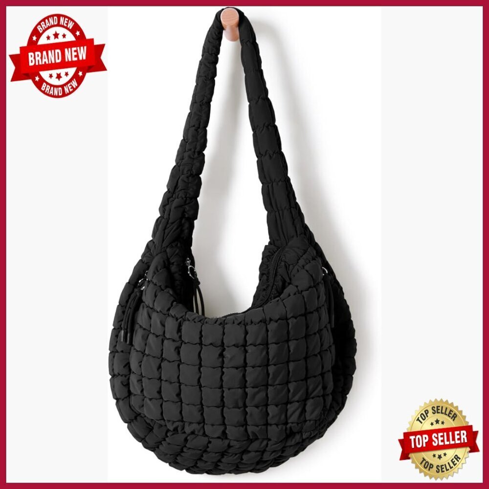 Large Quilted Tote Bag Crossbody Hobo Lightweight Padded Shoulder Carryall